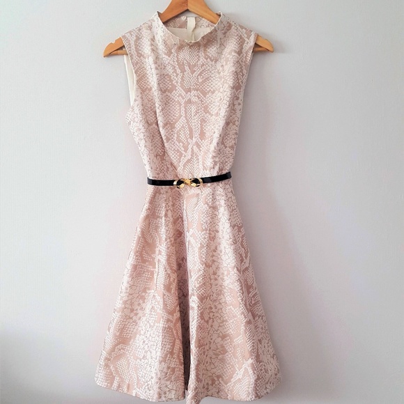 TED BAKER LONDON 'AZRAA' CREAM FIT & FLARE DRESS size 8 Ted size 3 - Picture 2 of 8